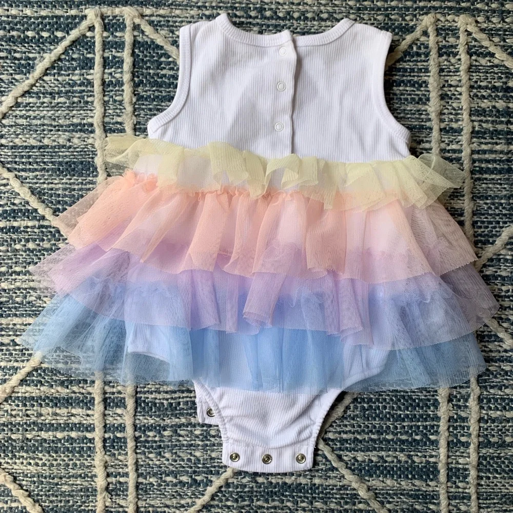 Little Me Rainbow Dress with Headband - Picture 4 of 7